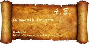 Adamcsik Britta névjegykártya